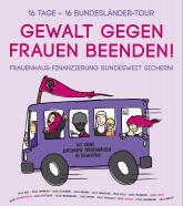 Plakat zum Stop der Bustour Gewalt gegen Frauen beenden! am 1. März 2016 in Stuttgart