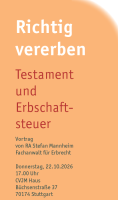 Vortrag RICHTIG VERERBEN am 22.10.2026
