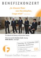 Das Bild zeigt das Plakat für das Benefizkonzert 2015. Auf dem Plakat ist das Männeresemble Varietas Canti zu sehen.